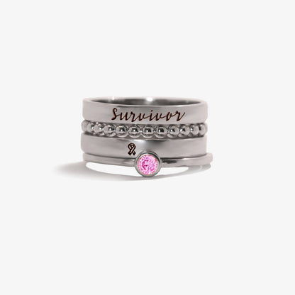 Breast Cancer Awareness-I Am Enough Four-layer stacking ring