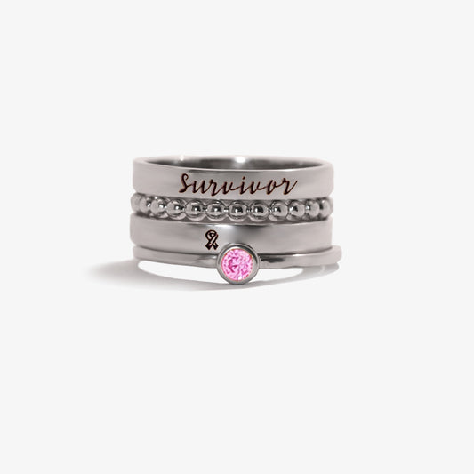 Breast Cancer Awareness-I Am Enough Four-layer stacking ring