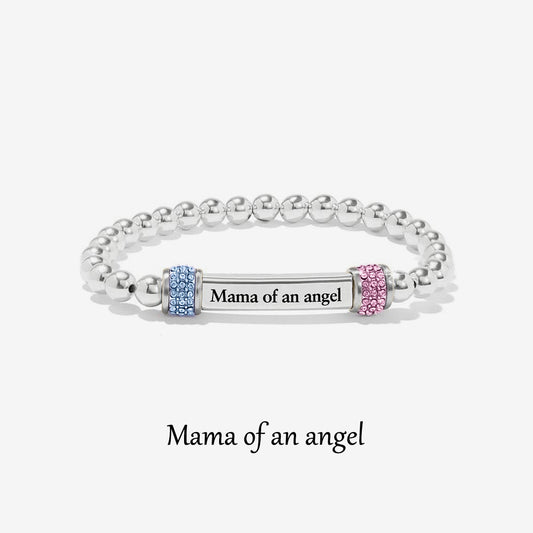 Mama of an Angel Pink & Blue Diamond Bead Bracelet