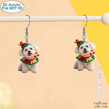 Christmas Cute Bichon Pattern Earrings