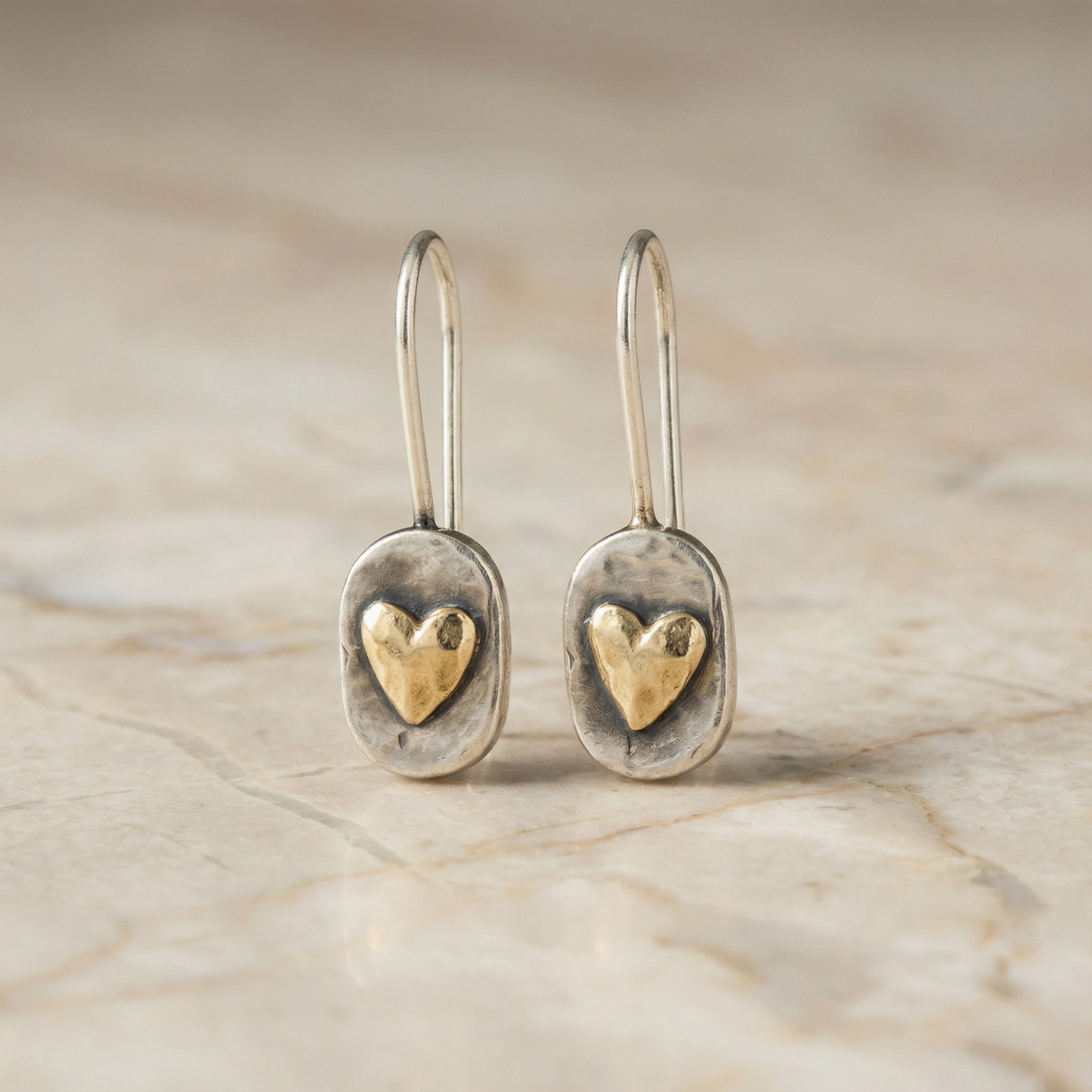 Vintage Gold Inlaid Heart Earrings