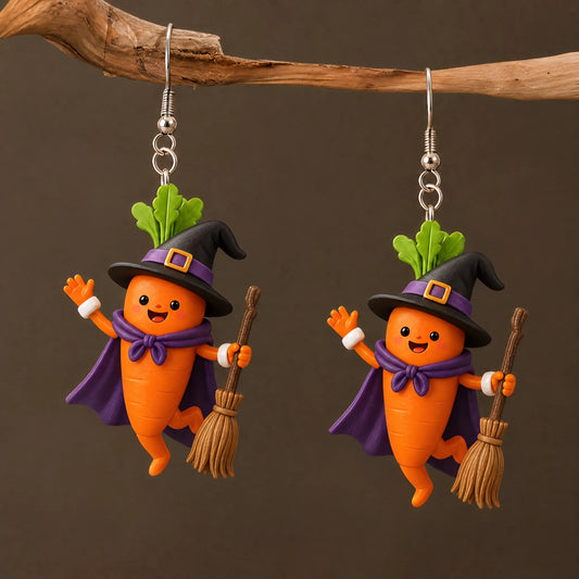 Witch Carrot Broom Earrings