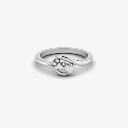 Love Never Gone-Heart Paw Print Ring