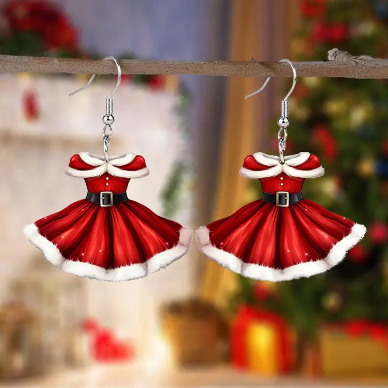 Christmas Princess Dress Cute Earrings