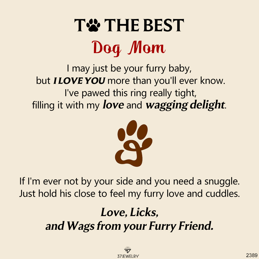 For Dog Mom - Love, Licks, and Wags Tiny Paw With Wings Ring