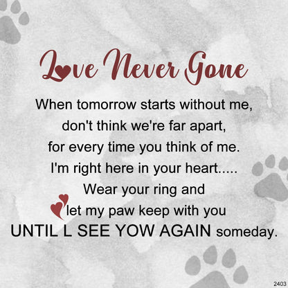 "Angel's Companion" Love Never Gone Tiny Paw With Wings Ring