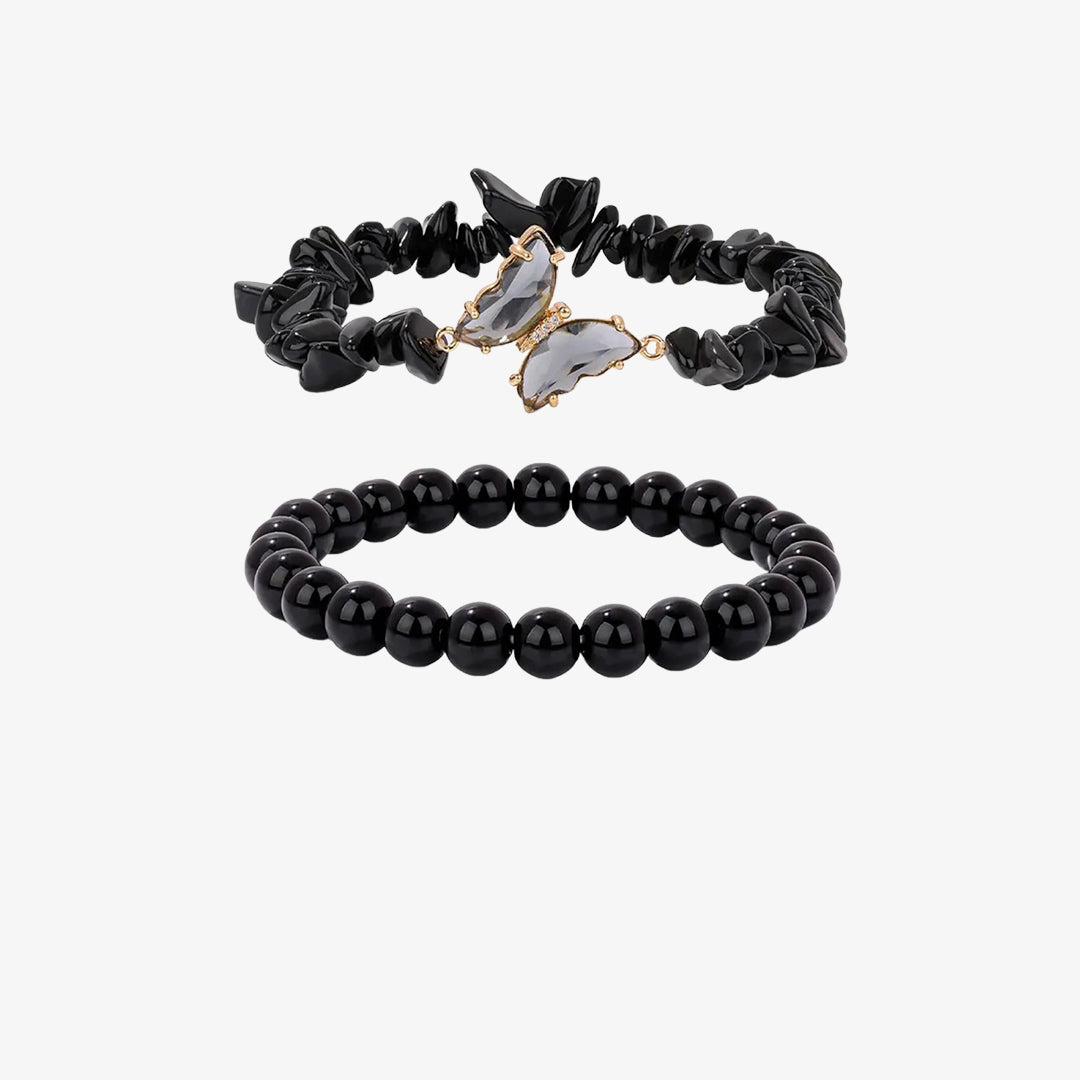 For Memorial-Butterflies are sent from  heaven above Double-layer crystal butterfly bracelet