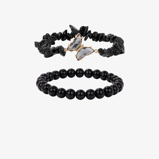 For Memorial-Butterflies are sent from  heaven above Double-layer crystal butterfly bracelet