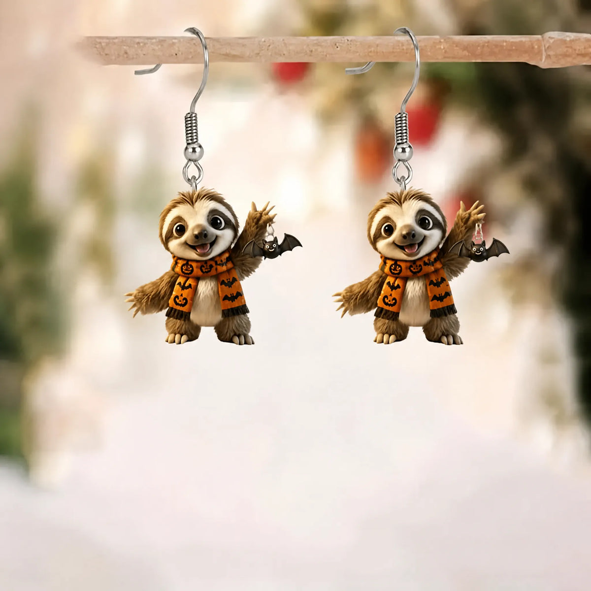 Cute Sloth Bat Halloween Dangle Earrings