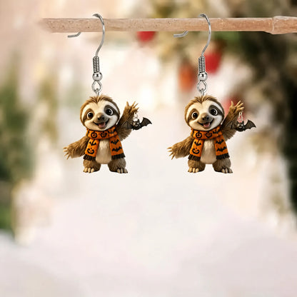 Cute Sloth Bat Halloween Dangle Earrings