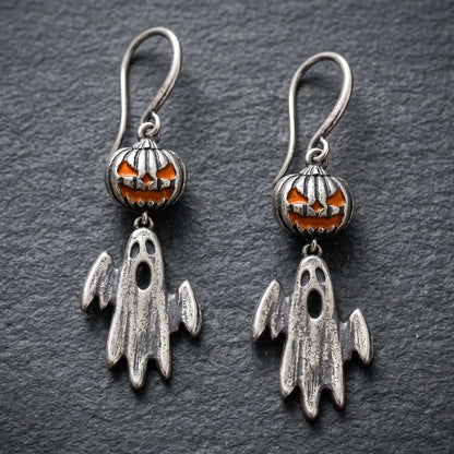 Vintage Jack-o'-lantern & Ghost Dangle Earrings