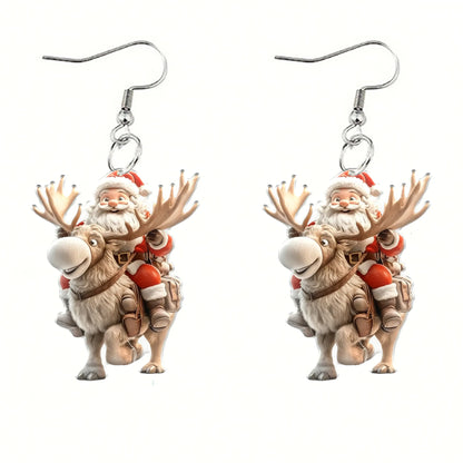 Christmas Santa Claus Deer Earrings