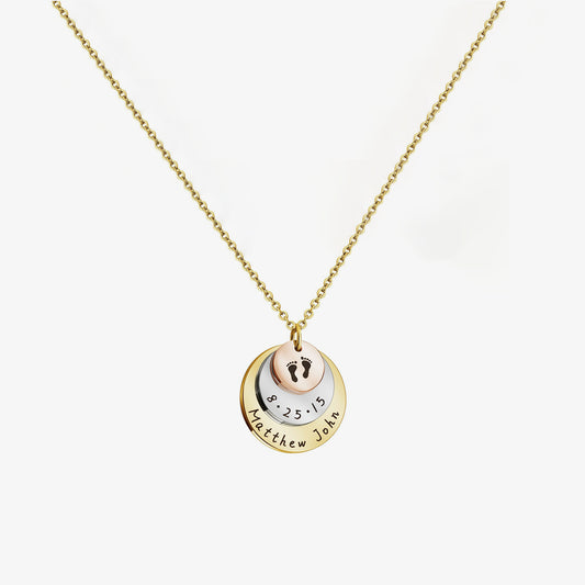Mama of an Angel- Round plate date name customized necklace