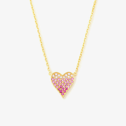 Breast Cancer Awareness-Gradient pink heart necklace