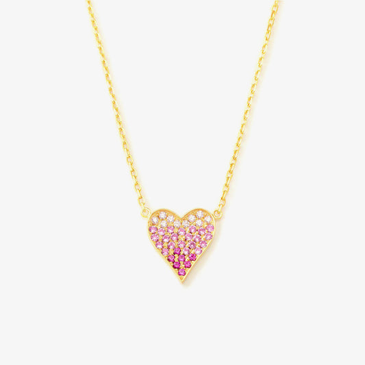 Breast Cancer Awareness-Gradient pink heart necklace