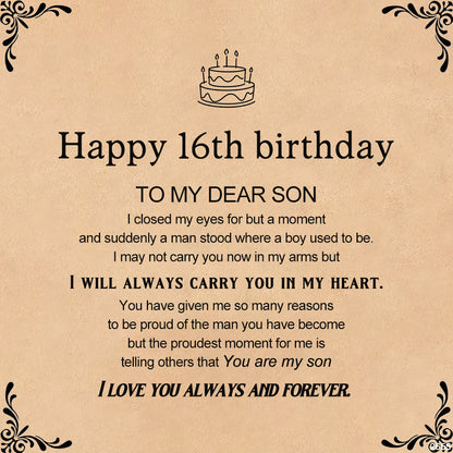 For Son - Happy 16th Birthday Tiger Eye Protection Beaded Custom Bracelet