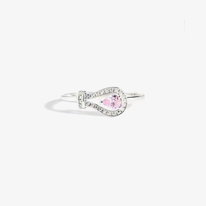 Breast Cancer Awareness-She Doesn t Fight Alone Horseshoe clasp pink diamond ring