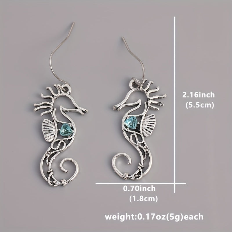 Vintage Seahorse Sapphire Earrings