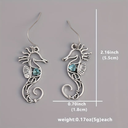 Vintage Seahorse Sapphire Earrings