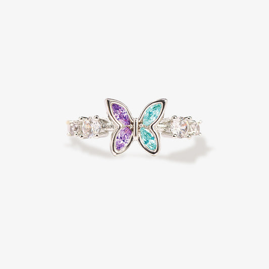 Suicide Prevention Awareness-Teal And Purple Butterfly Ring