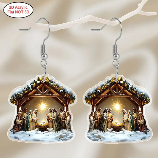 Christmas Nativity Scene Acrylic Earrings