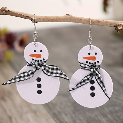 Vintage Style Christmas Snowman Dangle Earrings