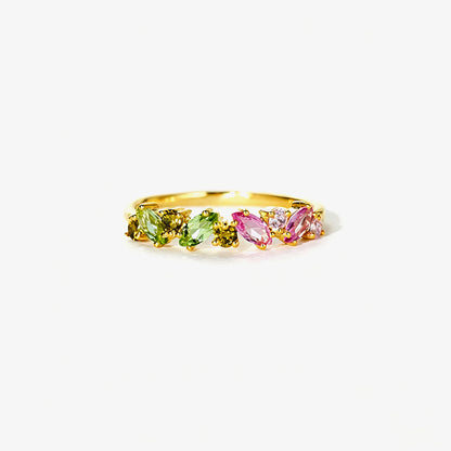 Breast Cancer Awareness-Pink green oval diamond ring