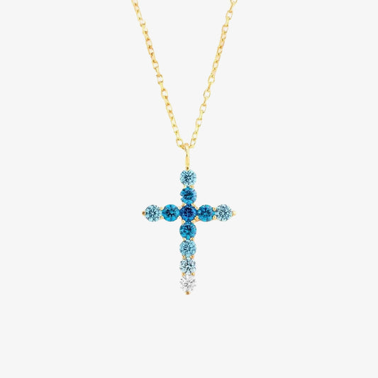 Autism Awareness-Blue Gradient Cross Necklace