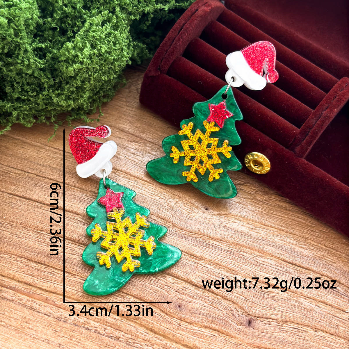 Christmas Snowflake Christmas Hat AcrylicEarrings