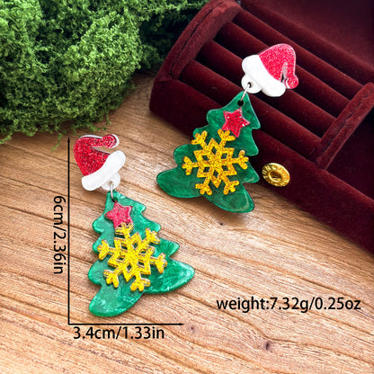 Christmas Snowflake Christmas Hat AcrylicEarrings