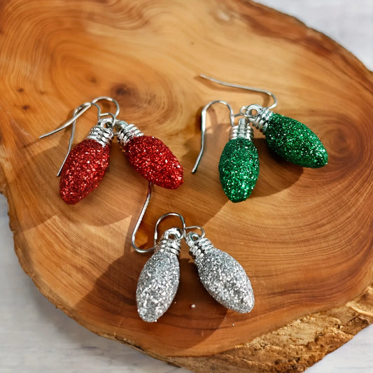 3 Pairs Sparkling Christmas Lamp Drop Earrings