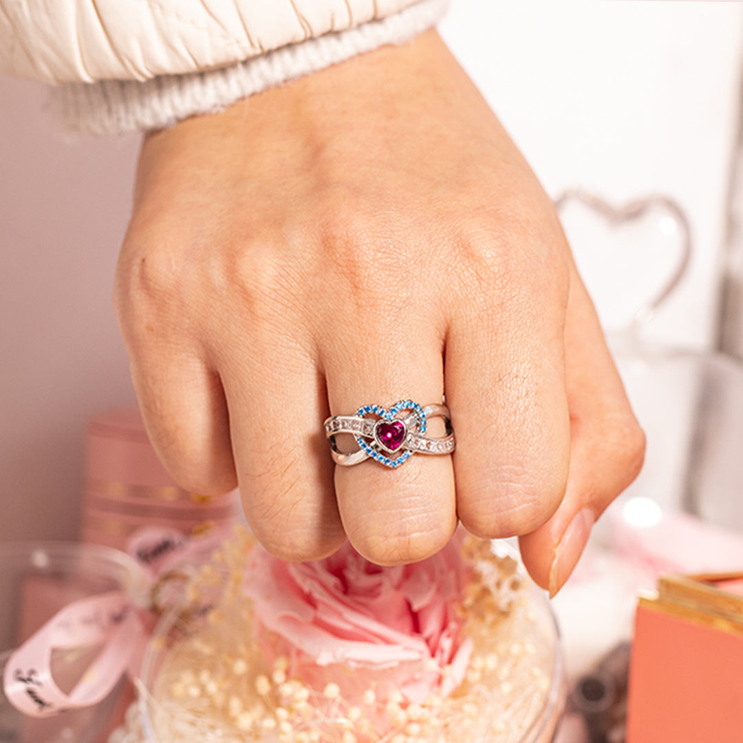 S925 Mother & Daughter Forever Linked Together Custom Infinite Love Ring