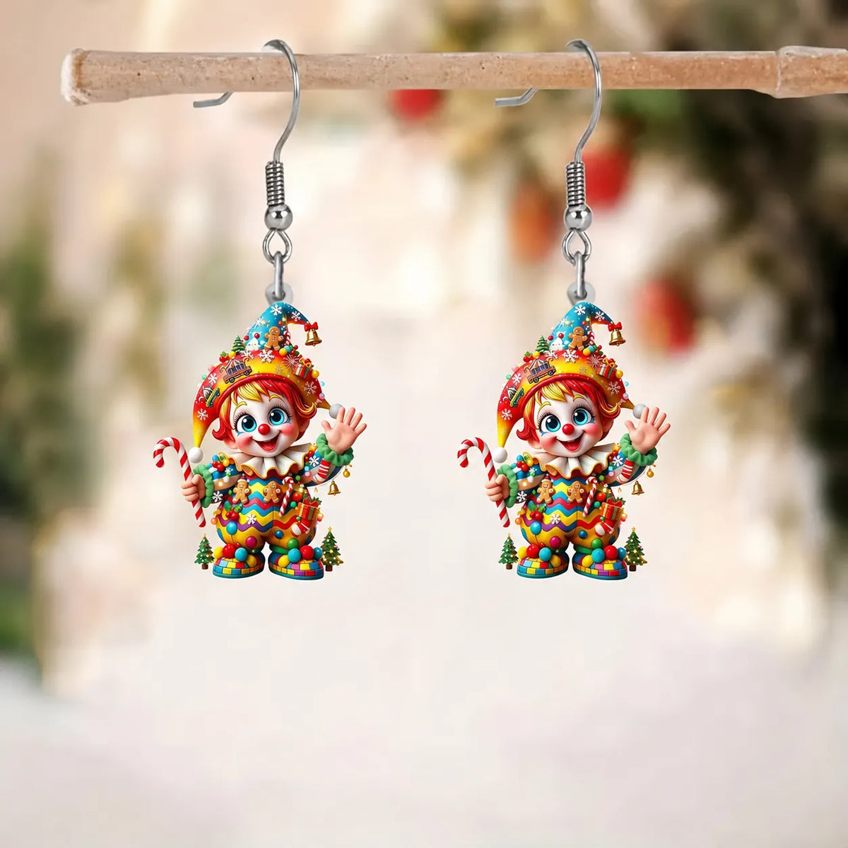 Christmas Cartoon Clown Dangle Earrings