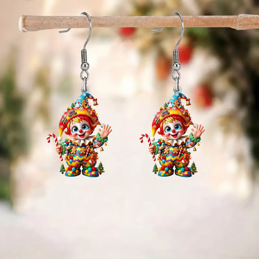 Christmas Cartoon Clown Dangle Earrings