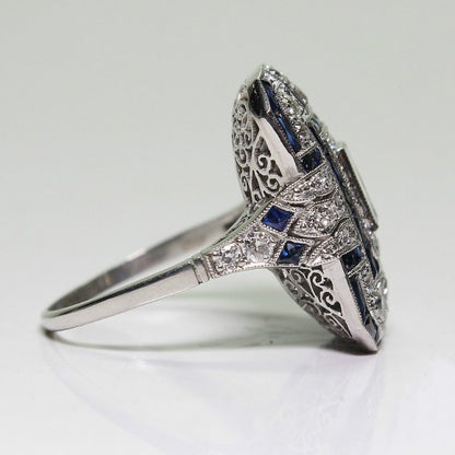 Vintage Blue Bright Silver Ring