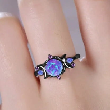 Black Gemstone Moon Ring