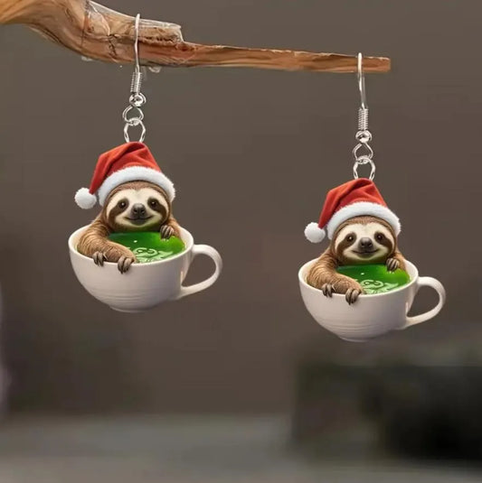 Tea Sloth Earrings
