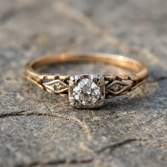 Vintage Zirconia Fine Gold Ring