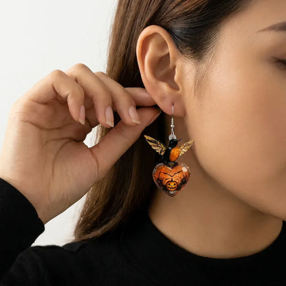 Halloween Hummingbird Heart Dangle Earrings