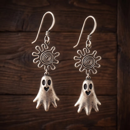Vintage Spiral Sun Ghost Dangle Earrings