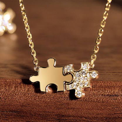 S925 Beautiful But Broken Pieces Fit Together Puzzle Necklace