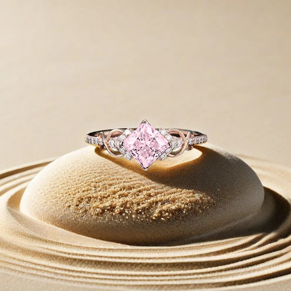 Breast Cancer Awareness-It is ok to not be ok Cut Moissanite Ring