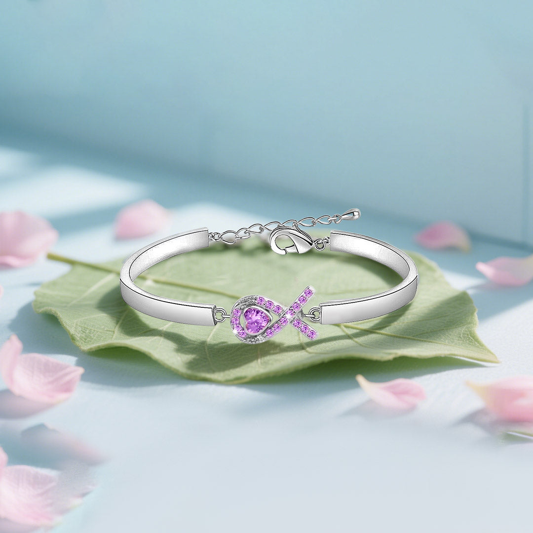 Alzheimer dementia awareness Purple Heart Ribbon Bracelet