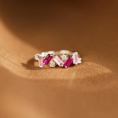 Fuck Perfection Engraved Pink Cubic Zirconia Ring