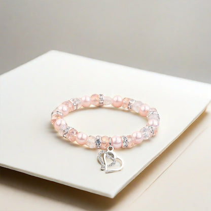 For Granddaughter- We Forever Link Together Pendant Pearl Bracelet