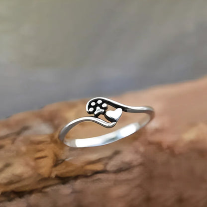 Love Never Gone-Heart Paw Print Ring