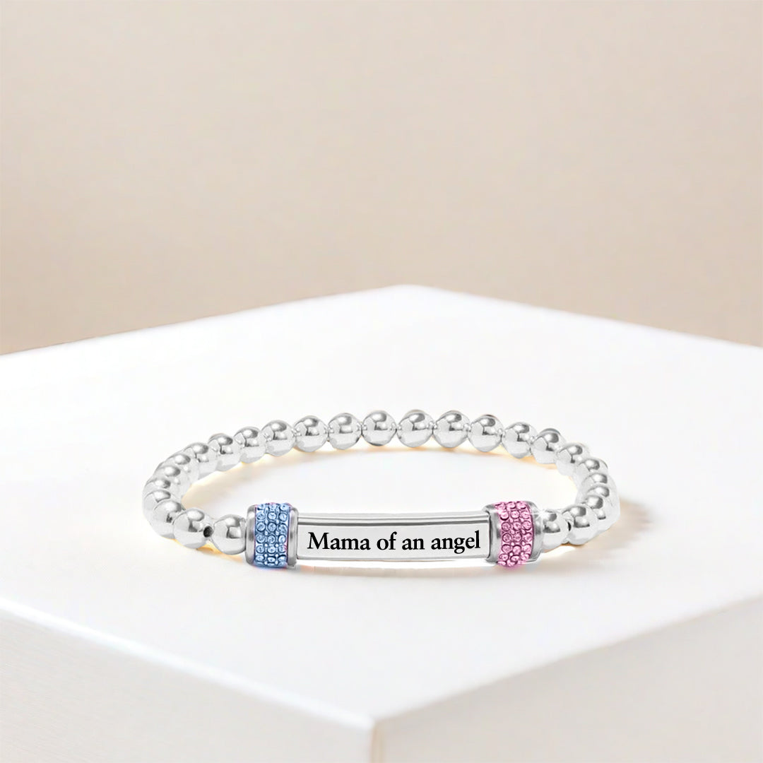 Mama of an Angel Pink & Blue Diamond Bead Bracelet
