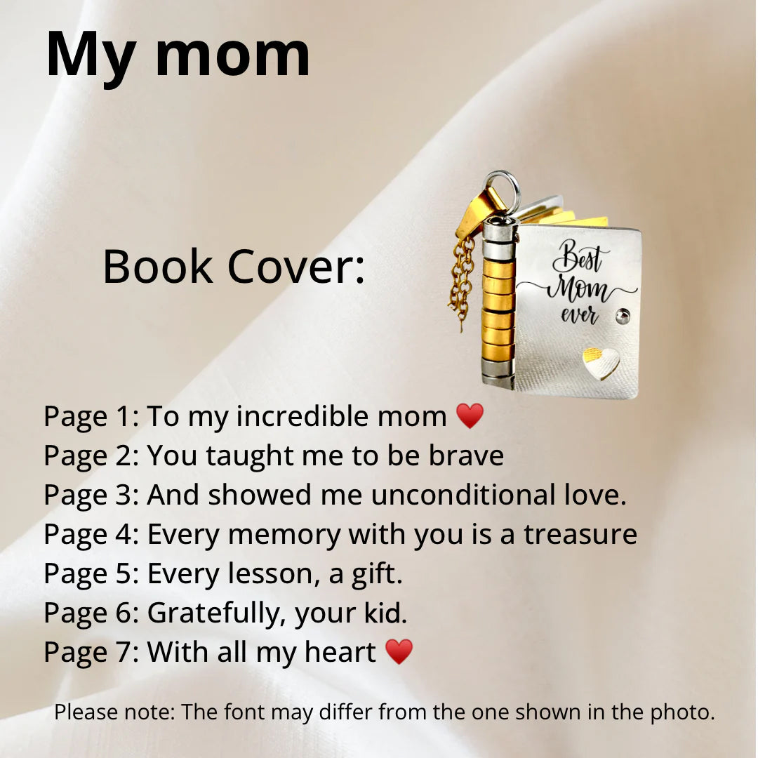 For My Incredible Mom Book Necklace