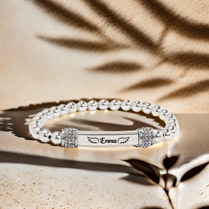FOR MEMORIAL - In loving memory of my mom Custom Name Bead Stretch Bracelet
