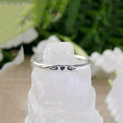 For Memorial - I Am Not a Widow Tiny Heart With Wings Ring